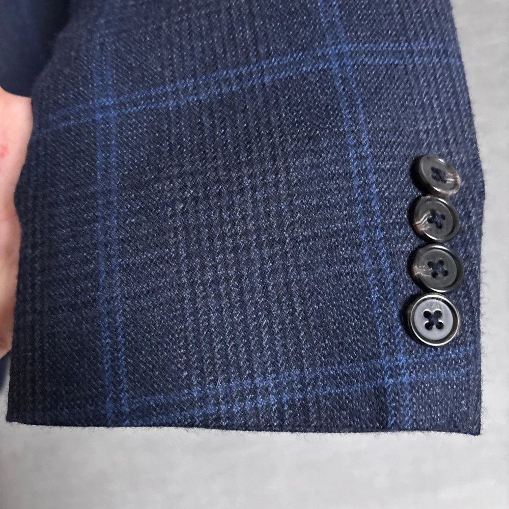 Lauren Ralph Lauren Sport Coat 42R Slim Fit Blue Glen Check Plaid Blazer Jacket